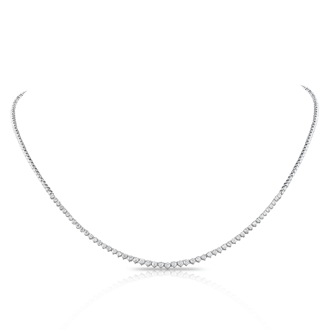 14k White Gold and 1.60 Total Weight Diamond Line Necklace