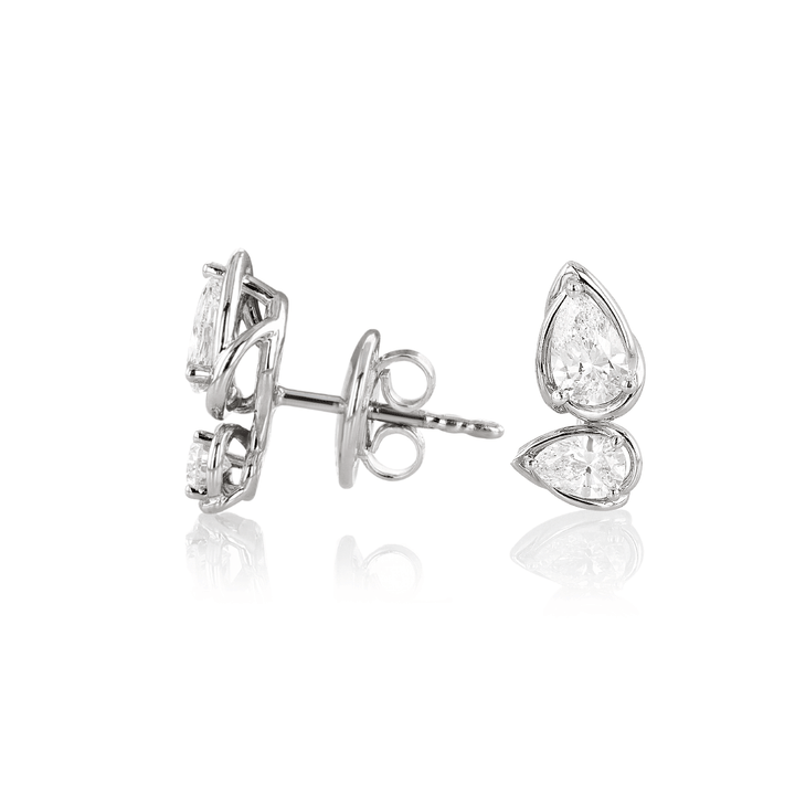 Hamilton Duet Collection 18k White Gold and Pear Shape Diamond 1.20 Total Weight Studs