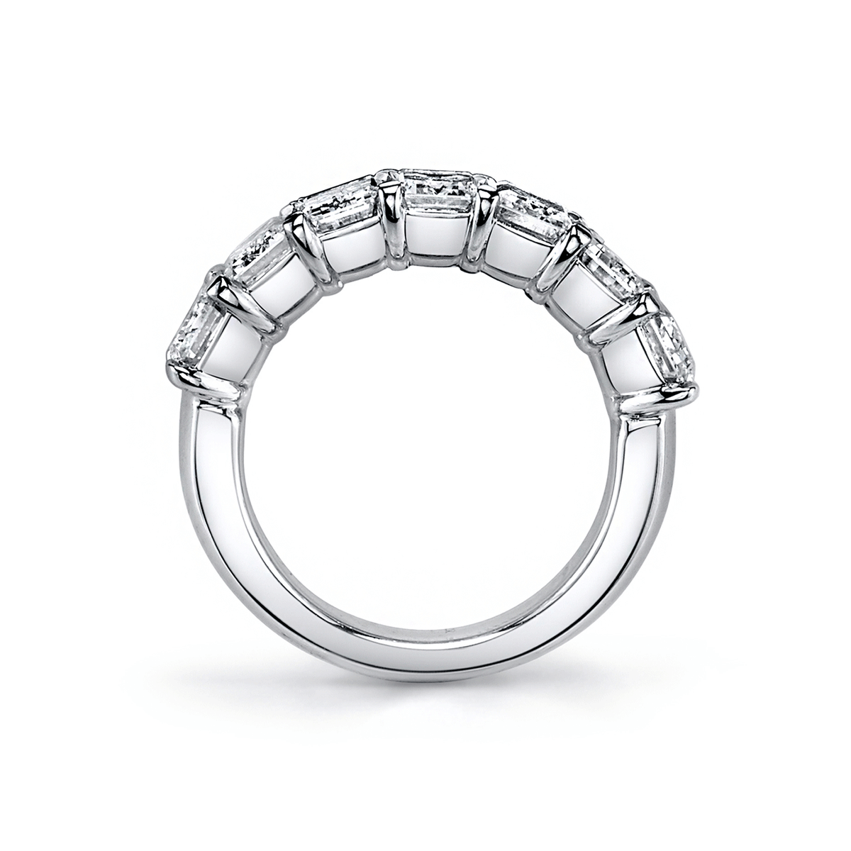 18k White Gold and Emerald Cut Diamond 2.92 Total Weight Band