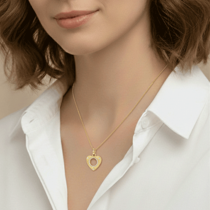 18k Yellow Gold Open Heart Diamond .22 Total Weight Charm