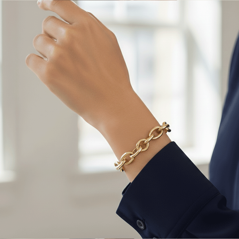 Hamilton Collection 14k Yellow Gold 8 Inch Teardrop Open Link Bracelet