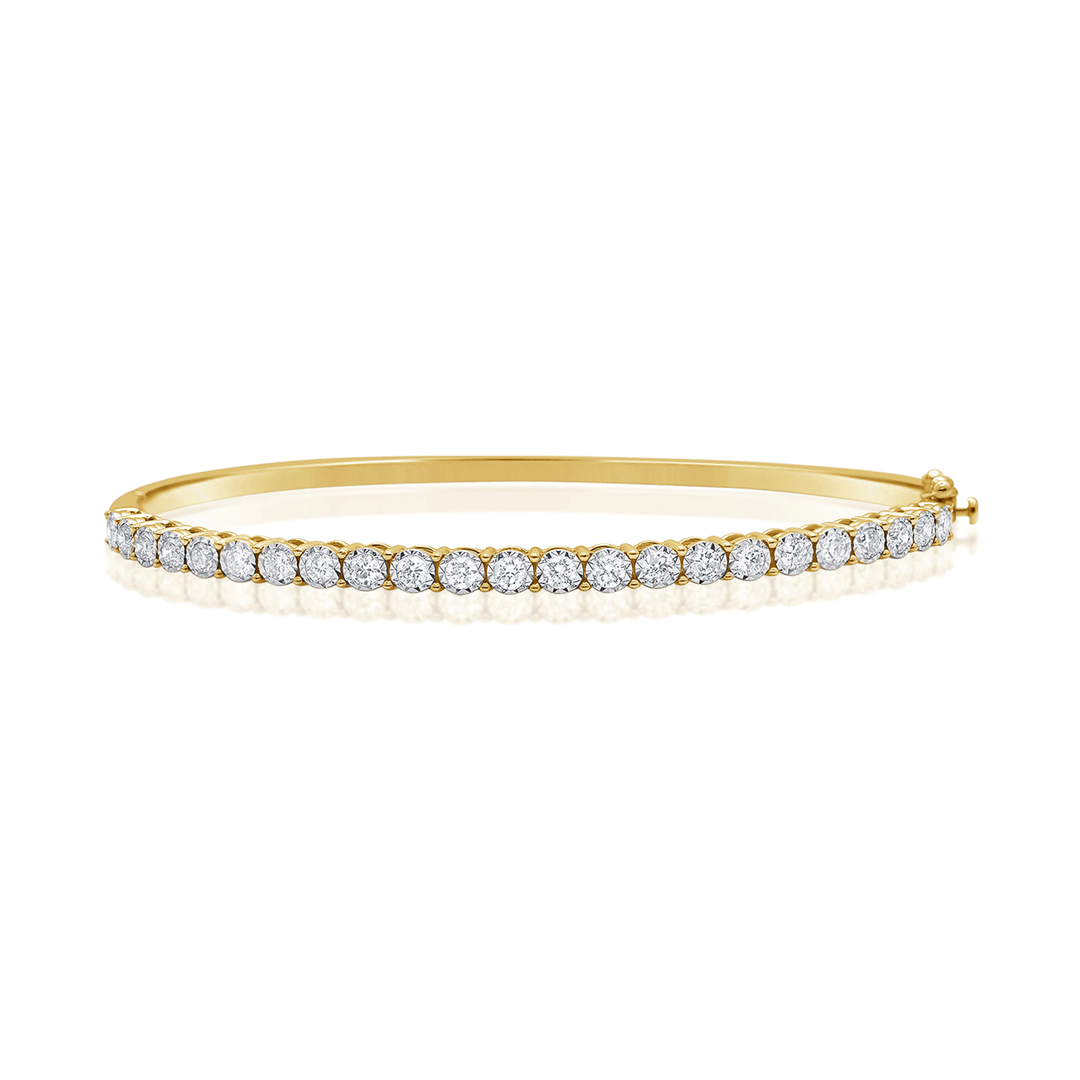 14k Yellow Gold and 1.00 Total Weight Diamond Bangle Bracelet