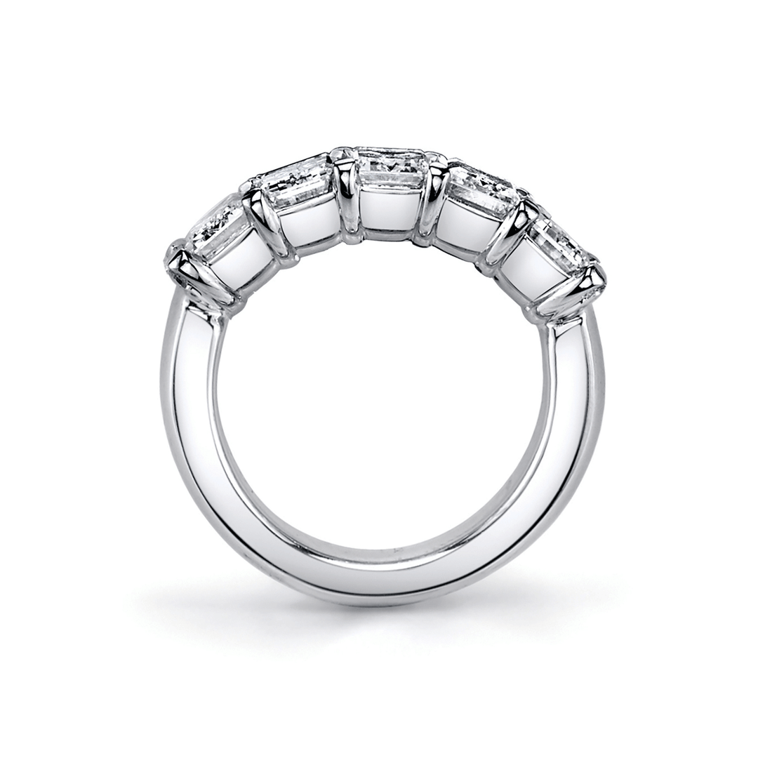 Platinum and Emerald Cut Diamond 3.53 Total Weight Band