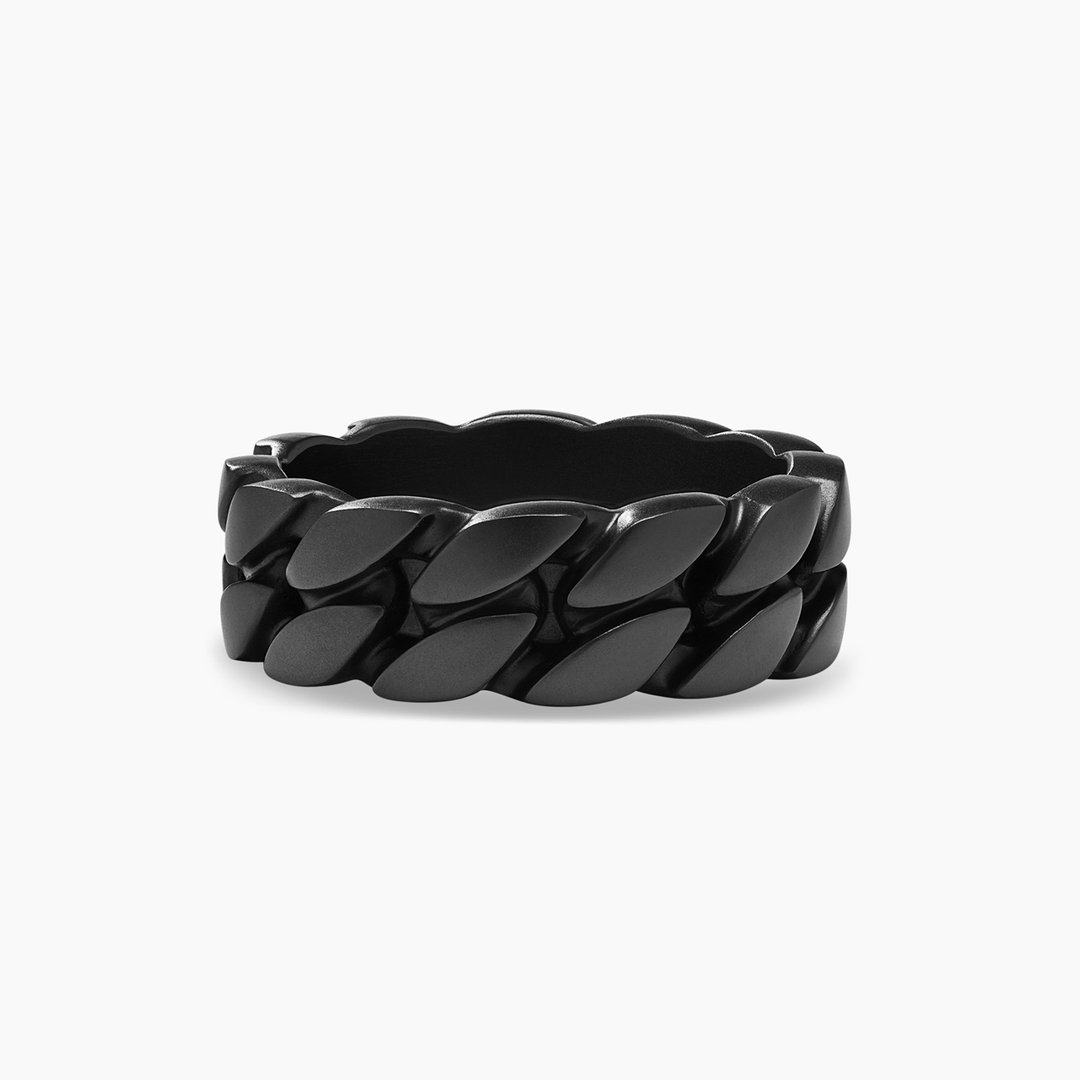 David Yurman Curb Chain Band Ring Black Titanium, 8mm