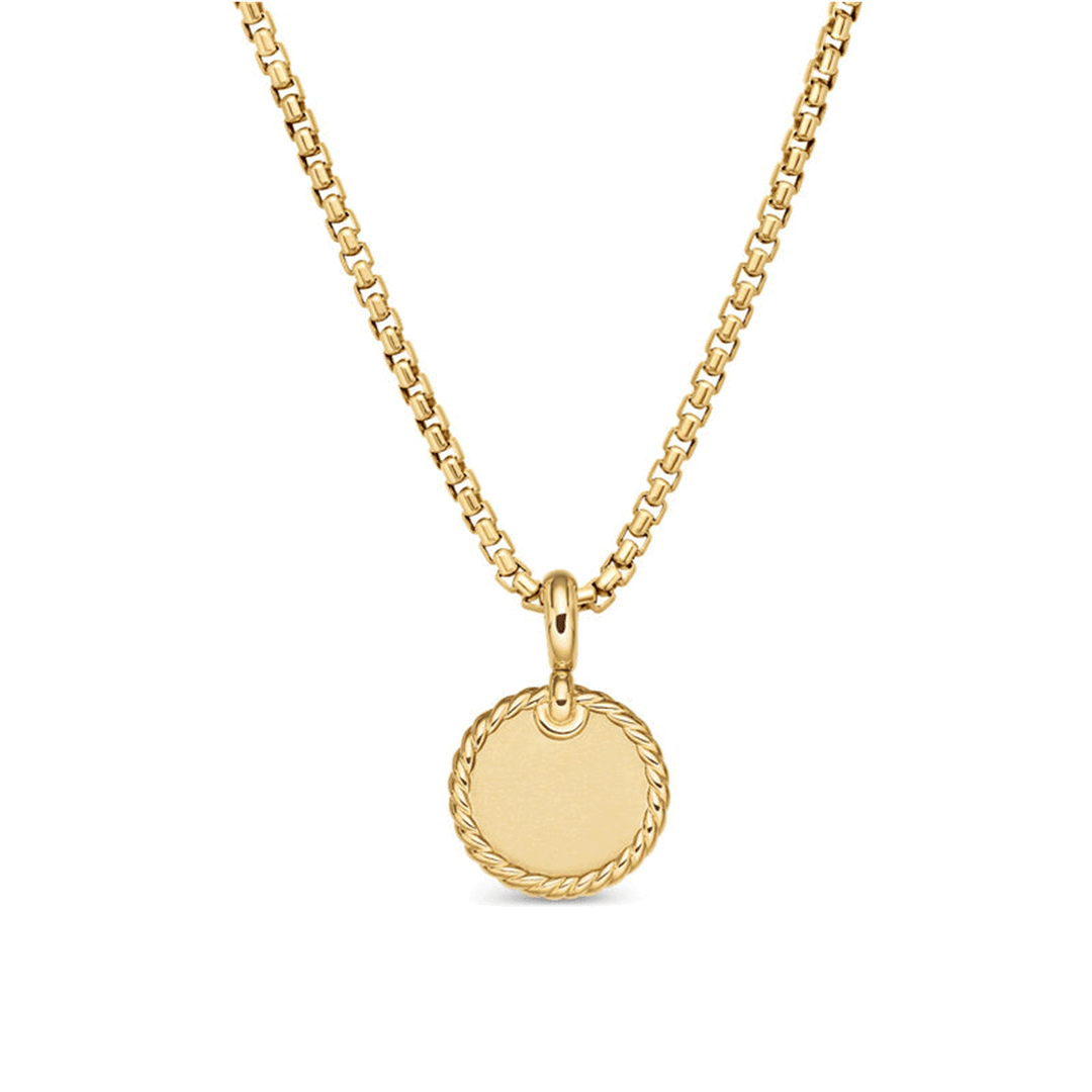 David Yurman Elements Disc Pendant in 18k Yellow Gold with Pavé Diamonds