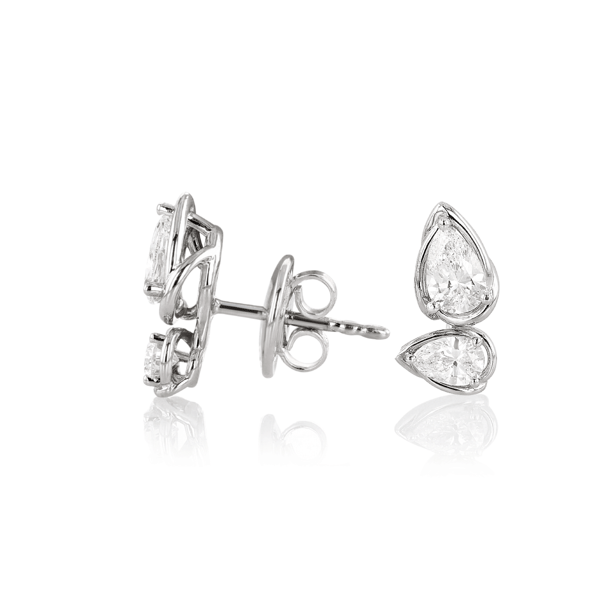 Hamilton Duet Collection 18k White Gold and Pear Shape Diamond 1.20 Total Weight Studs