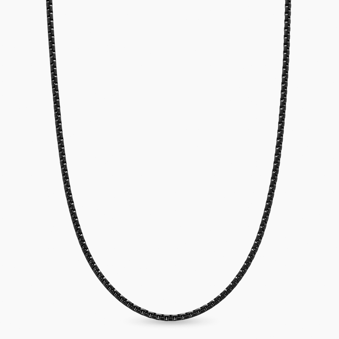 David Yurman Box Chain Necklace Stainless Steel with Black PVD Coating, 2.7mm