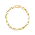 Roberto Coin Designer Gold Alternating Polished and Fluted Paperclip Link Chain Bracelet
