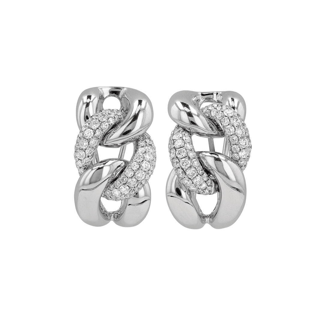 18k Gold and Diamond 1.29 Total Weight Link Earrings