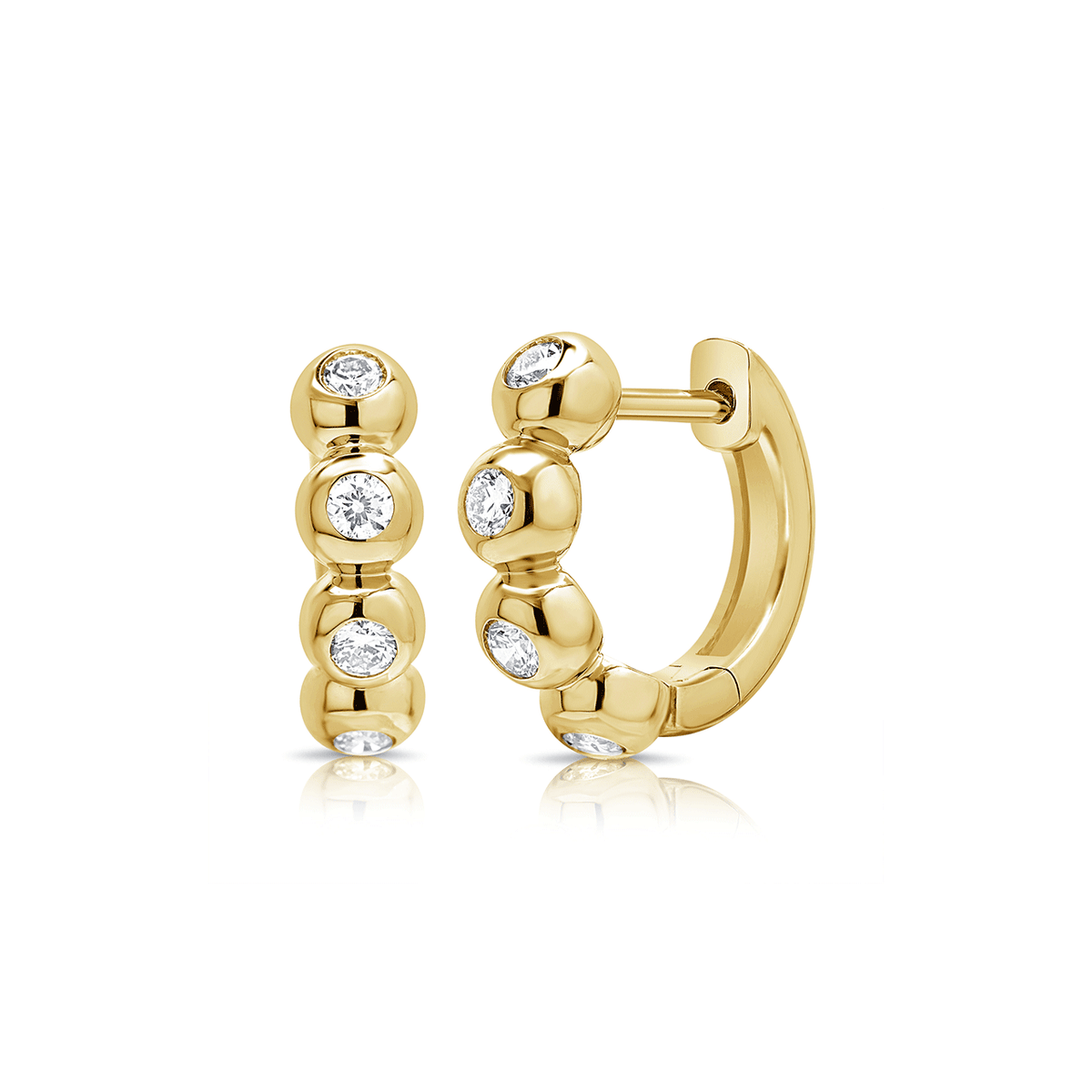 14k Yellow Gold and 0.34 Total Weight Diamond Hoops