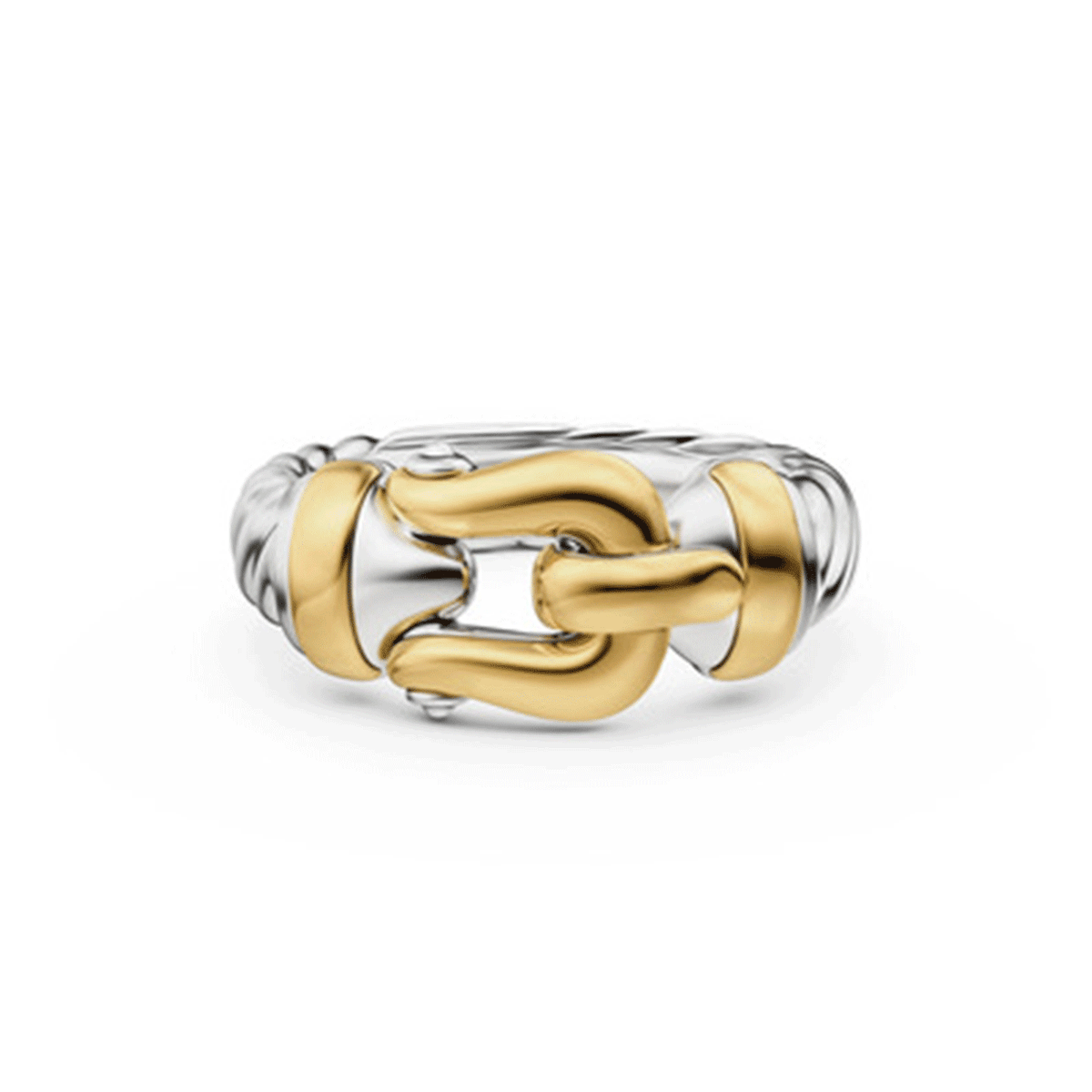 David Yurman Buckle Ring Sterling Silver with 14K Yellow Gold