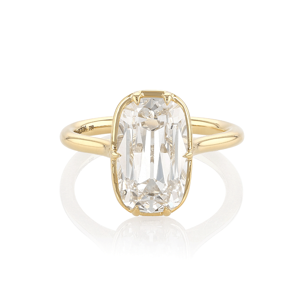 18k Yellow Gold and Old Mine Cut Diamond 4.01 Total Weight Engagement Ring