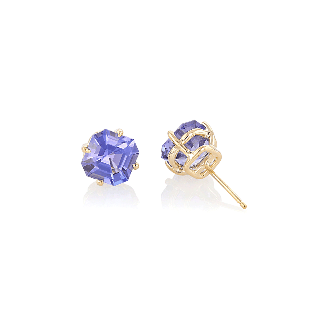 Hamilton Caroline Collection 18k Yellow Gold and Tanzanite Stud Earrings