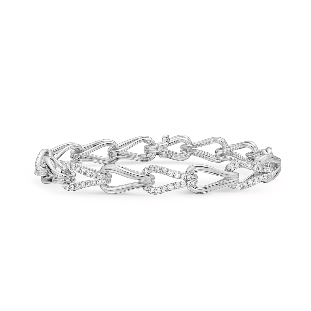 Charles Krypell 18k White gold and 2.45 Total Weight Diamond Link Bracelet