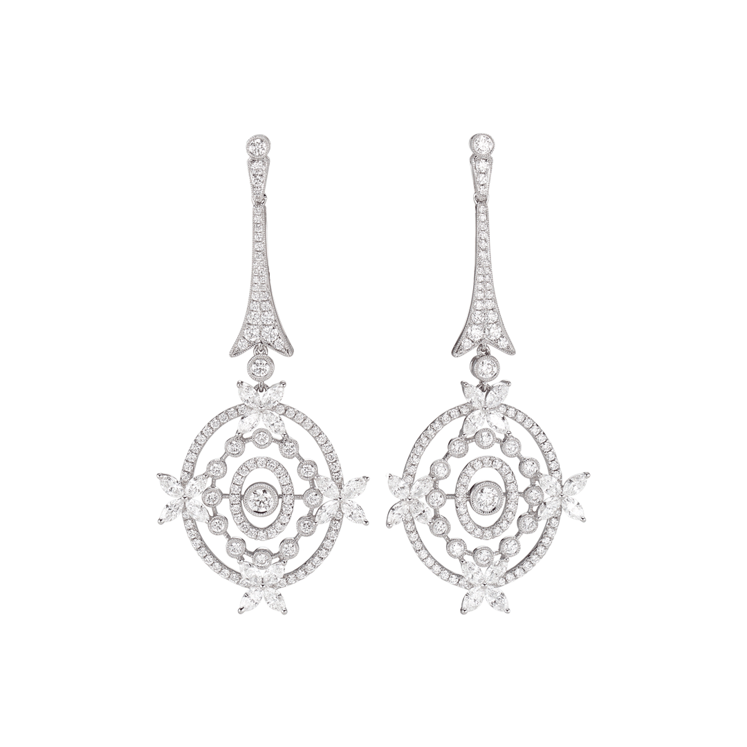 Heritage 18k Gold and Diamond 4.46 Total Weight Floral Earrings
