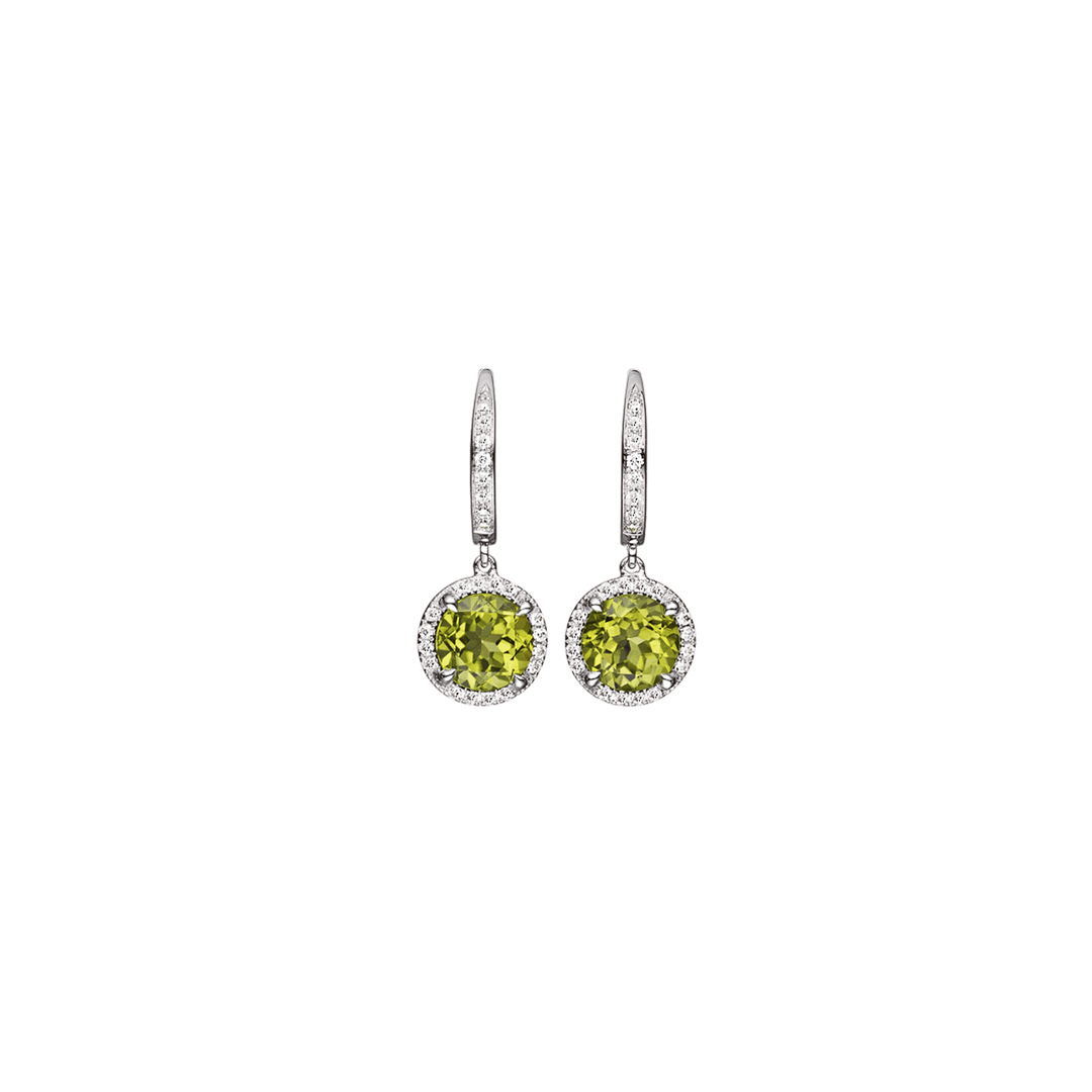 Lisette 18k Gold Peridot 2.87 Total Weight and Diamond Earrings