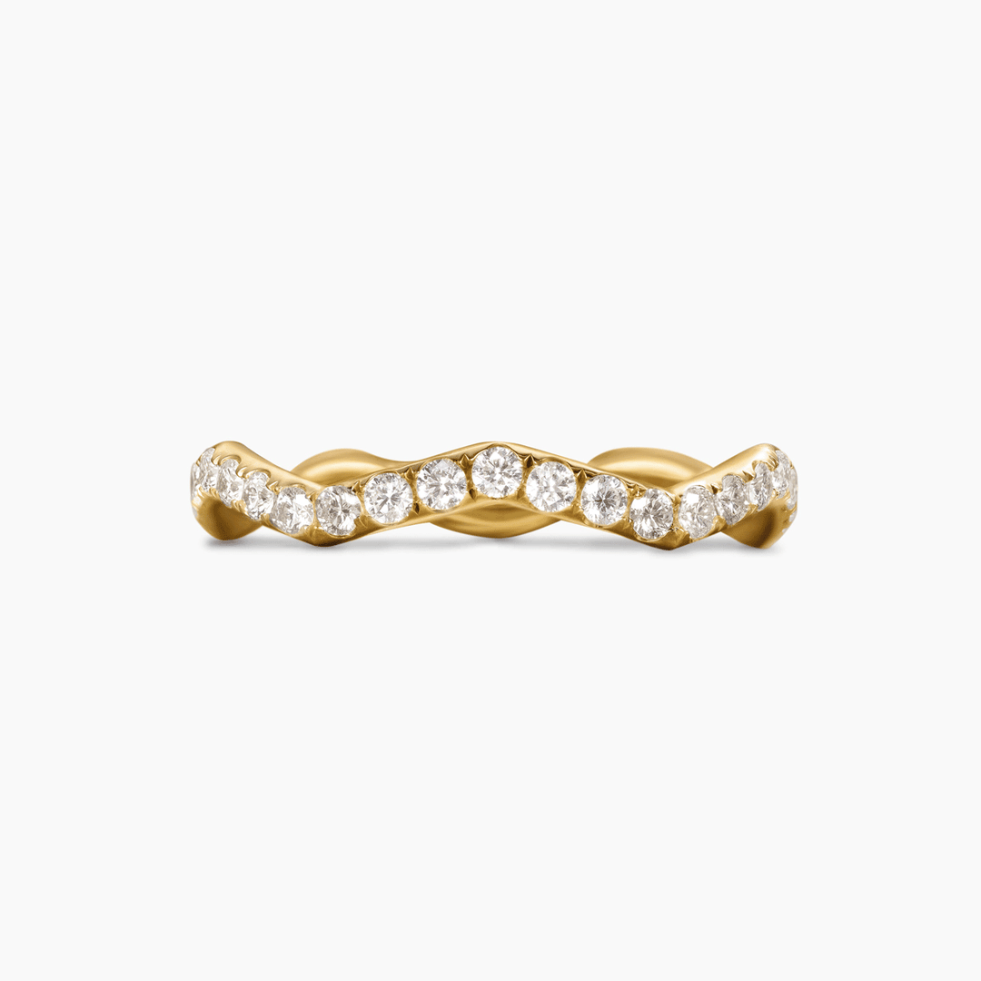 David Yurman Zig Zag Stax Ring 18k Yellow Gold with Diamonds, 2mm