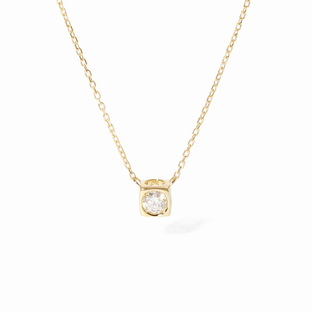 Dinh Van Le Cube 18k Yellow Gold and Diamond Medium Necklace