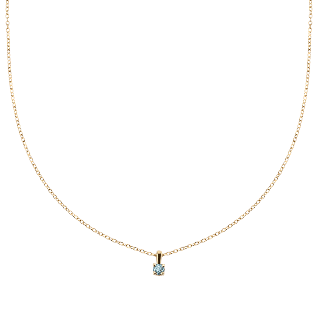 14k Yellow Gold and Blue Topaz Birthstone Pendant