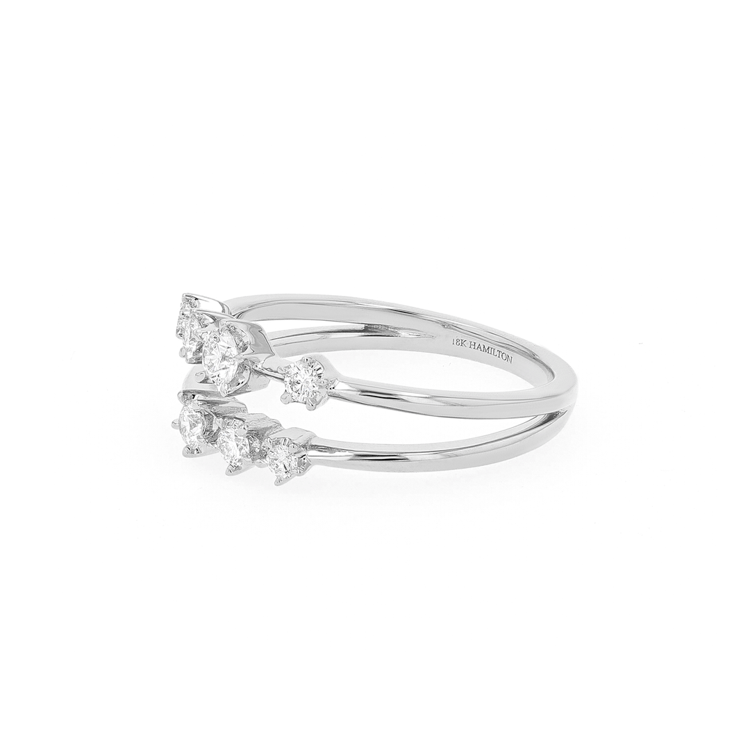 Joyful Two Row 18k White Gold .30 Total Weight Diamond Ring