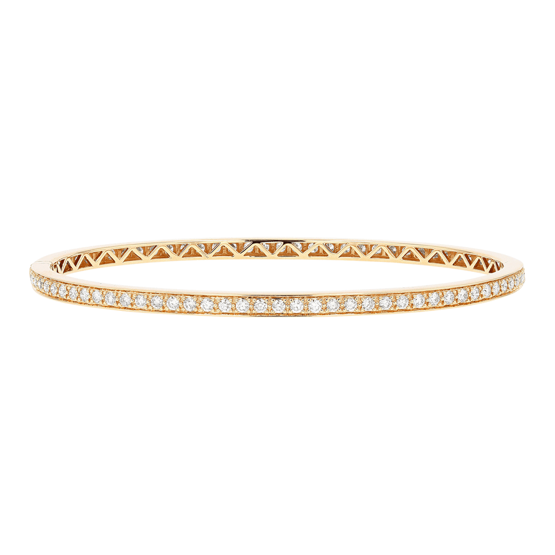 Classic 18k Yellow Gold and 1.39 Total Weight Diamond Bangle Bracelet