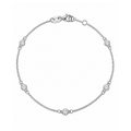 14K White Gold and 0.25 Total Weight Diamond Station Bracelet