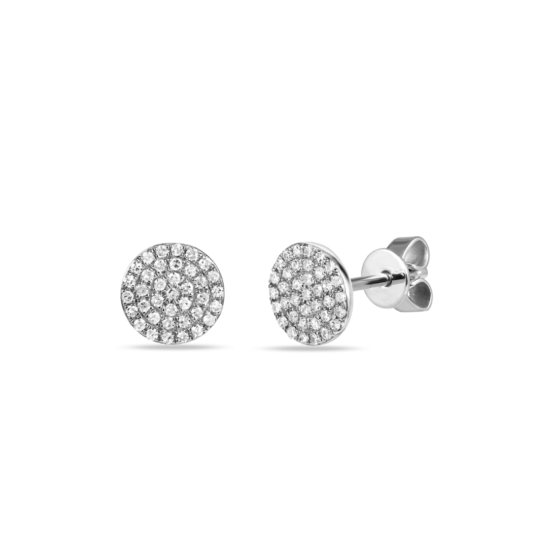 14k White Gold .25 Total Weight Diamond Disk Studs