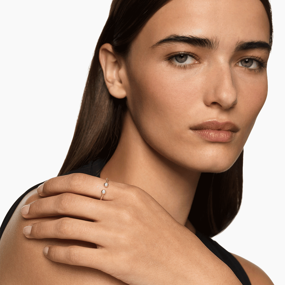 David Yurman Petite Modern Renaissance® Open Round Ring 18k Yellow Gold with Diamonds, 3.9mm