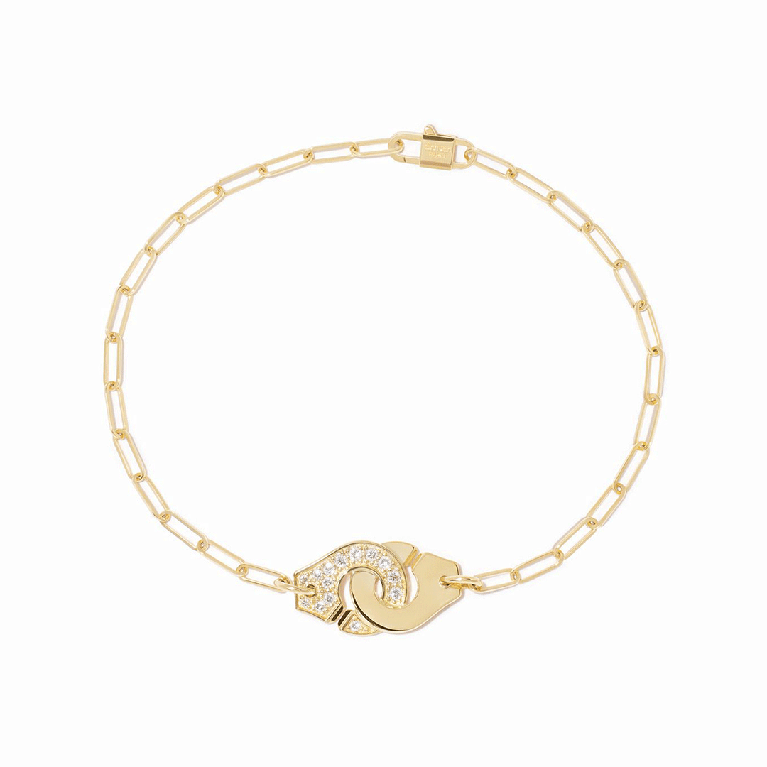Dinh Van Menottes 18k Yellow Gold and Diamond Small Chain Bracelet