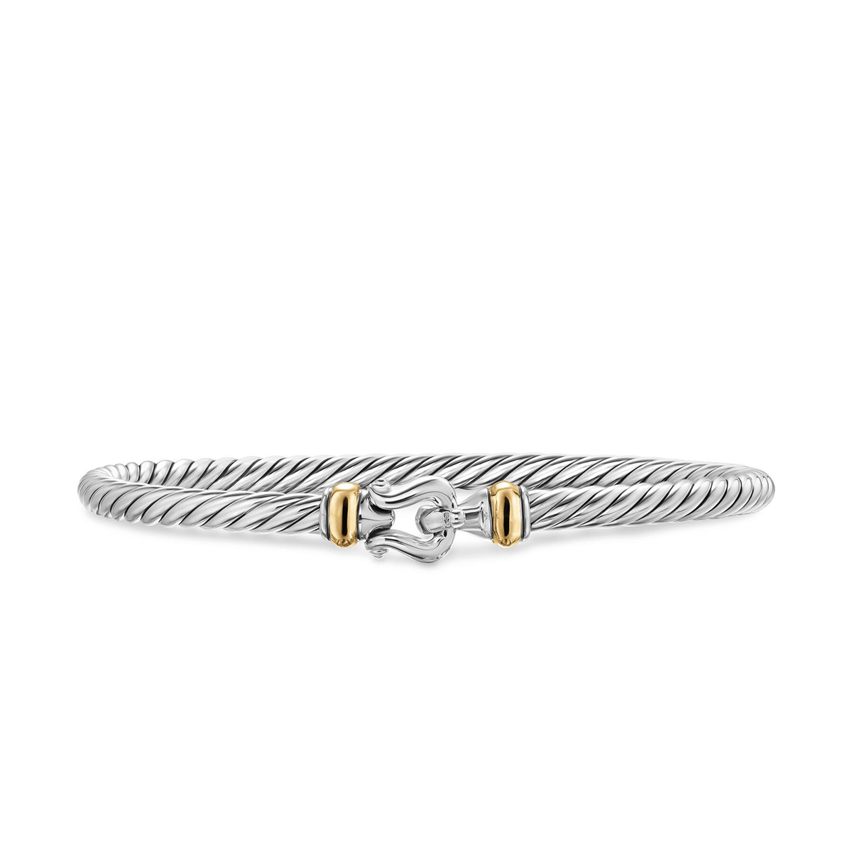 David Yurman Cable Flex® Buckle Bracelet Sterling Silver with 14K Yellow Gold, 4mm