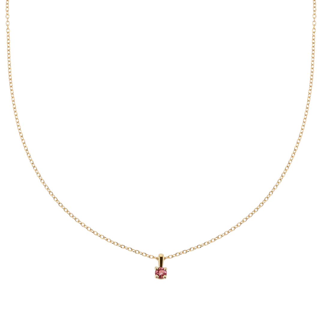 14k Yellow Gold and Pink Tourmaline Birthstone Pendant