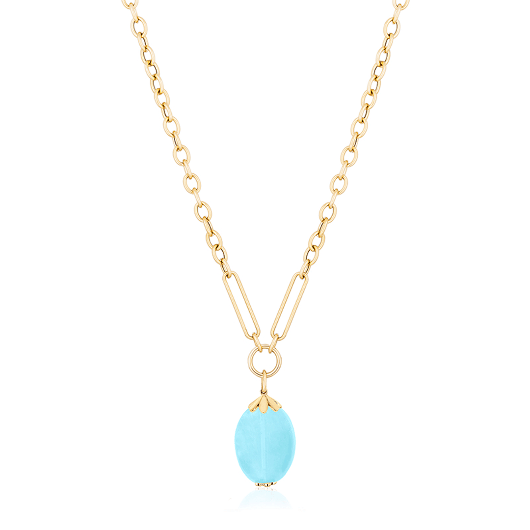 Goshwara 18k Yellow Gold and Blue Topaz Tumble Pendant