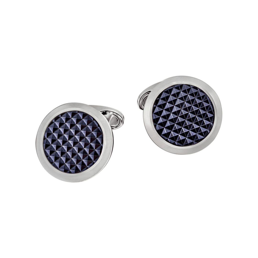 Hamilton Men's Collection 18k White Gold Blue Bezel Cufflinks