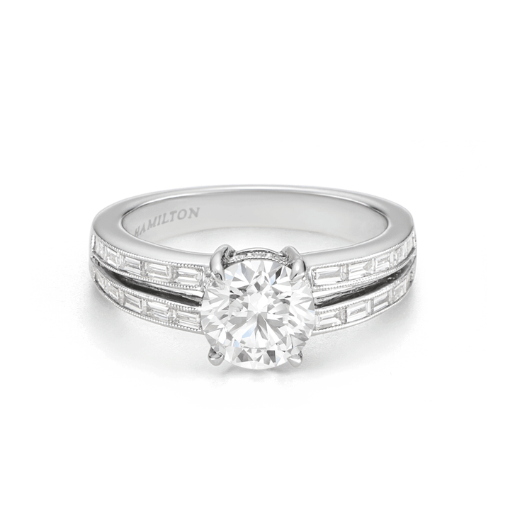 1912 Platinum Round and .46CT Diamond Engagement Mounting Ring