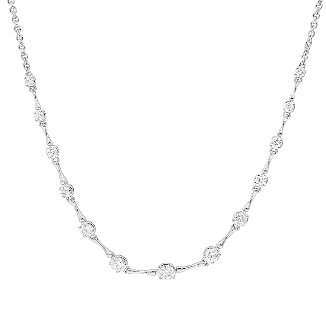 Wave 18k White Gold and 1.07 Total Weight Diamond Necklace