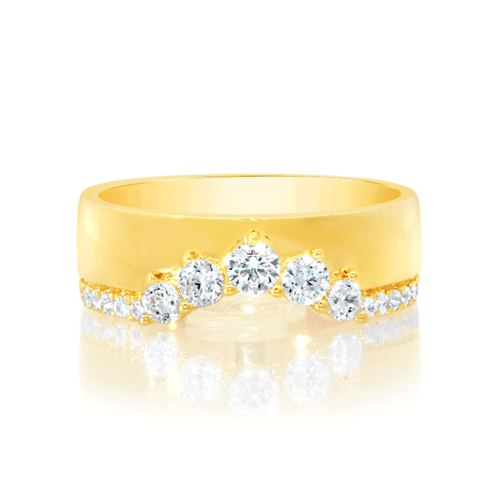 18k Yellow Gold and .49 Total Weight Diamond Wide Band
