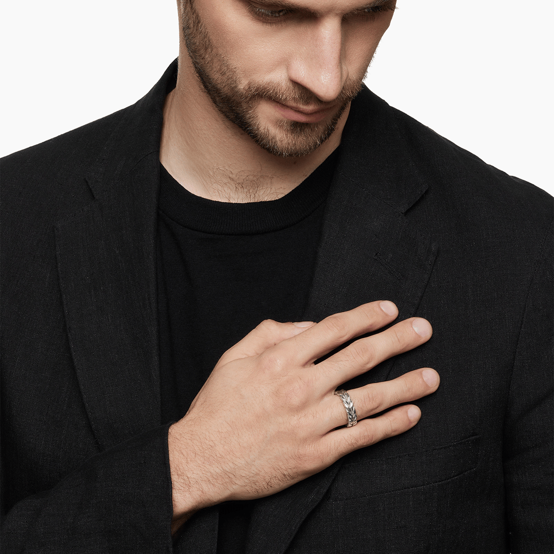 David Yurman Chevron Band Ring Sterling Silver, 6mm