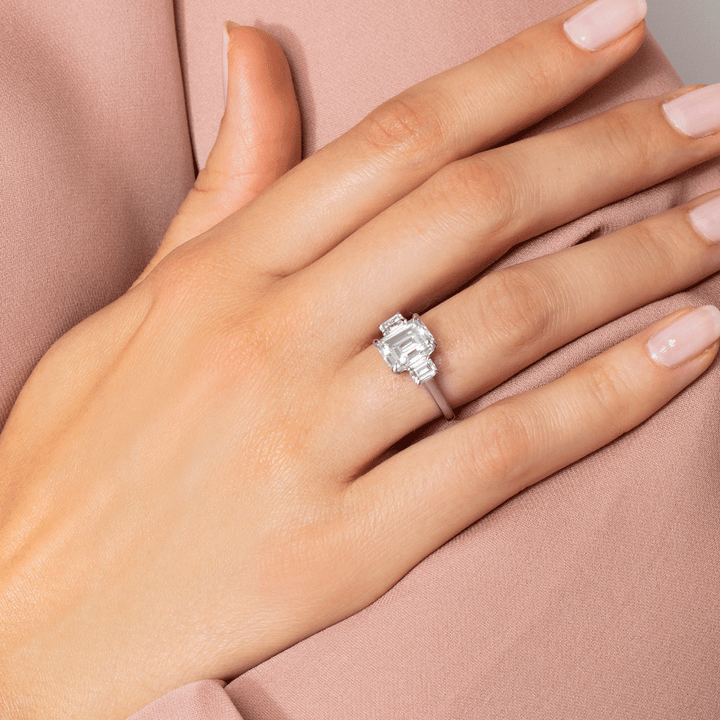 Platinum Three Stone Diamond Engagement Mounting Ring