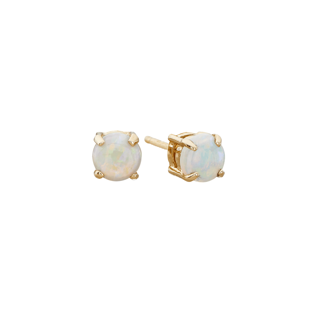 14k Yellow Gold and .50 Total Weight Opal Stud Earrings