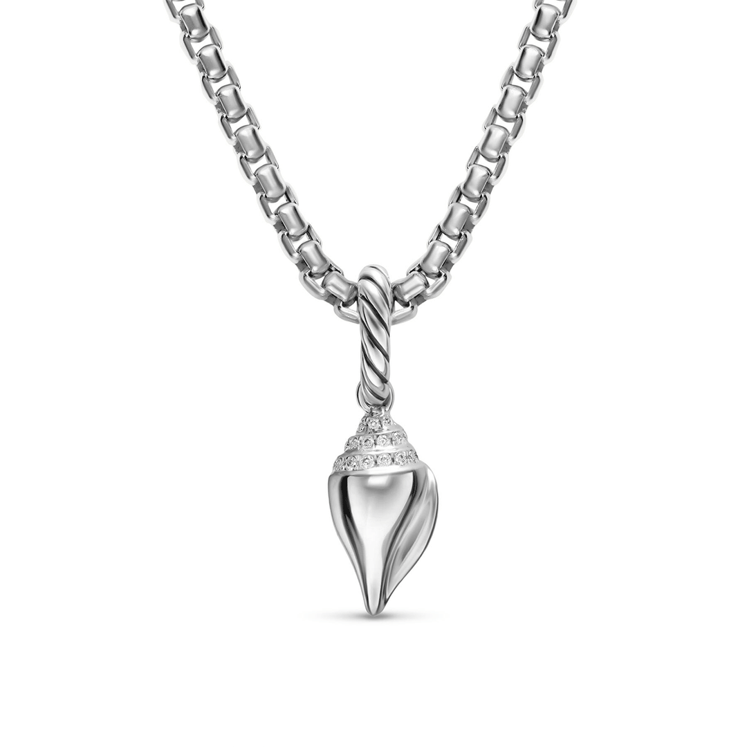 David Yurman Petite Pavé Shell Amulet Sterling Silver with Diamonds, 15mm