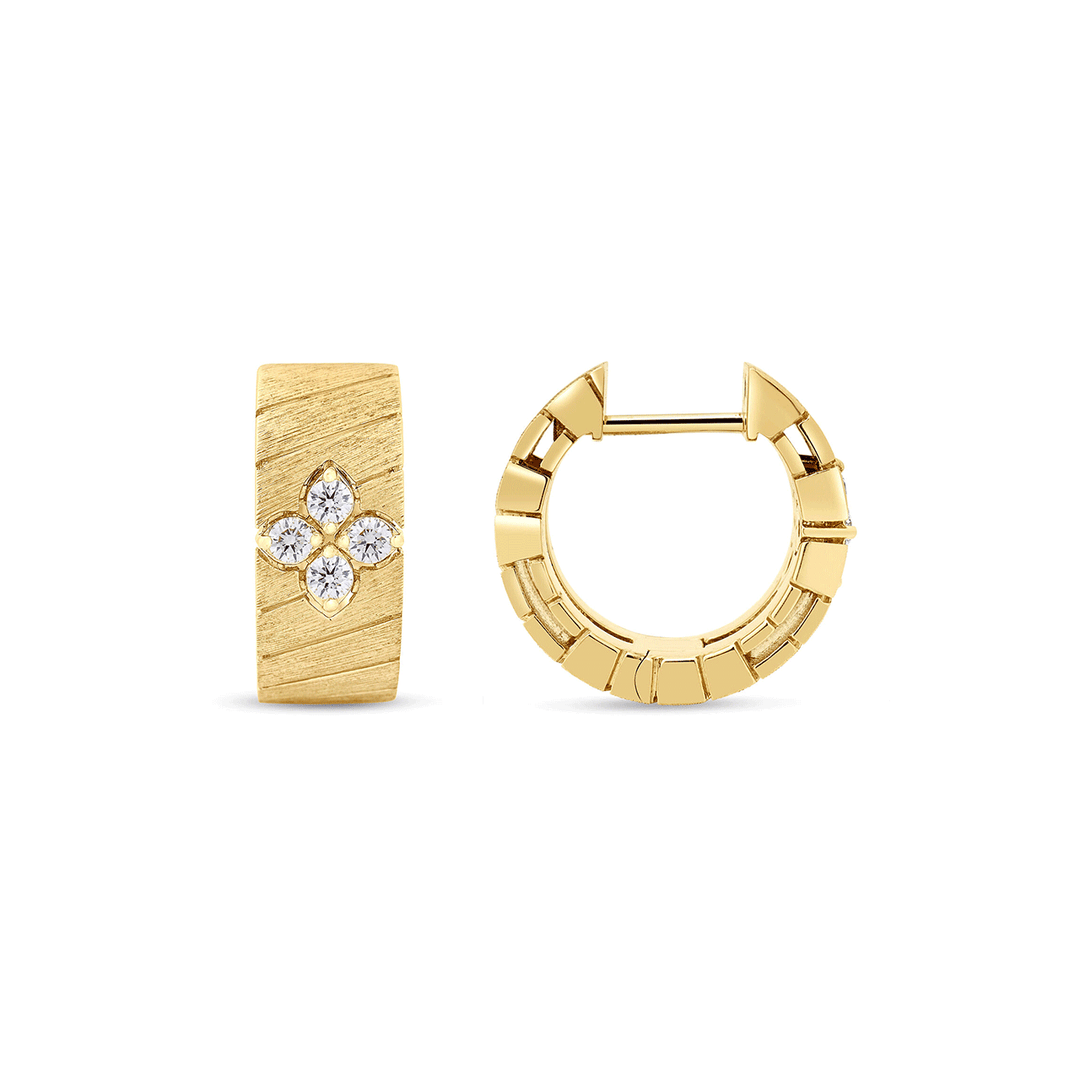 Roberto Coin Love in Verona 18k Yellow Gold and Diamond Hoop Earrings