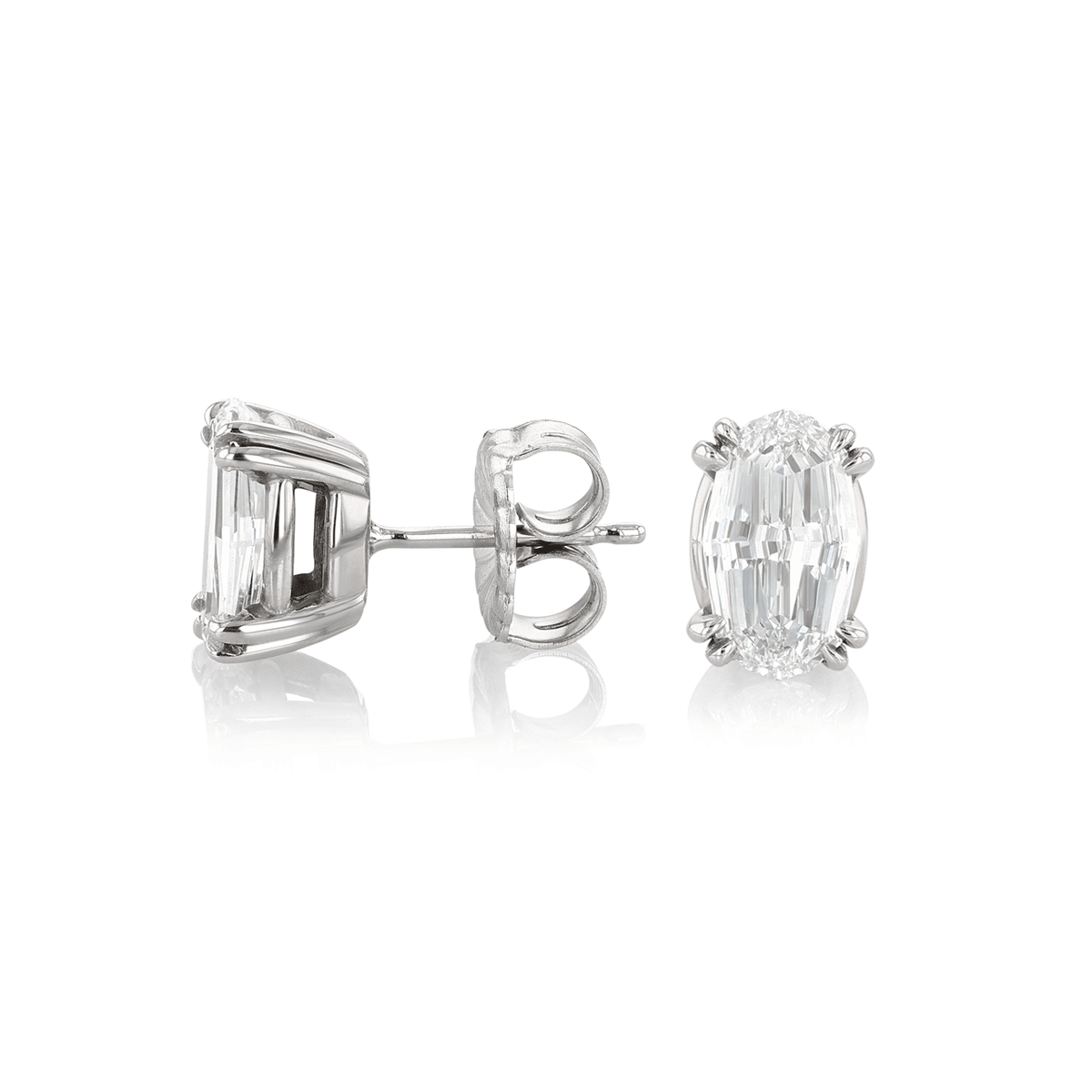 18k White Gold and 2.12 Total Weight Oval Diamond Earrings