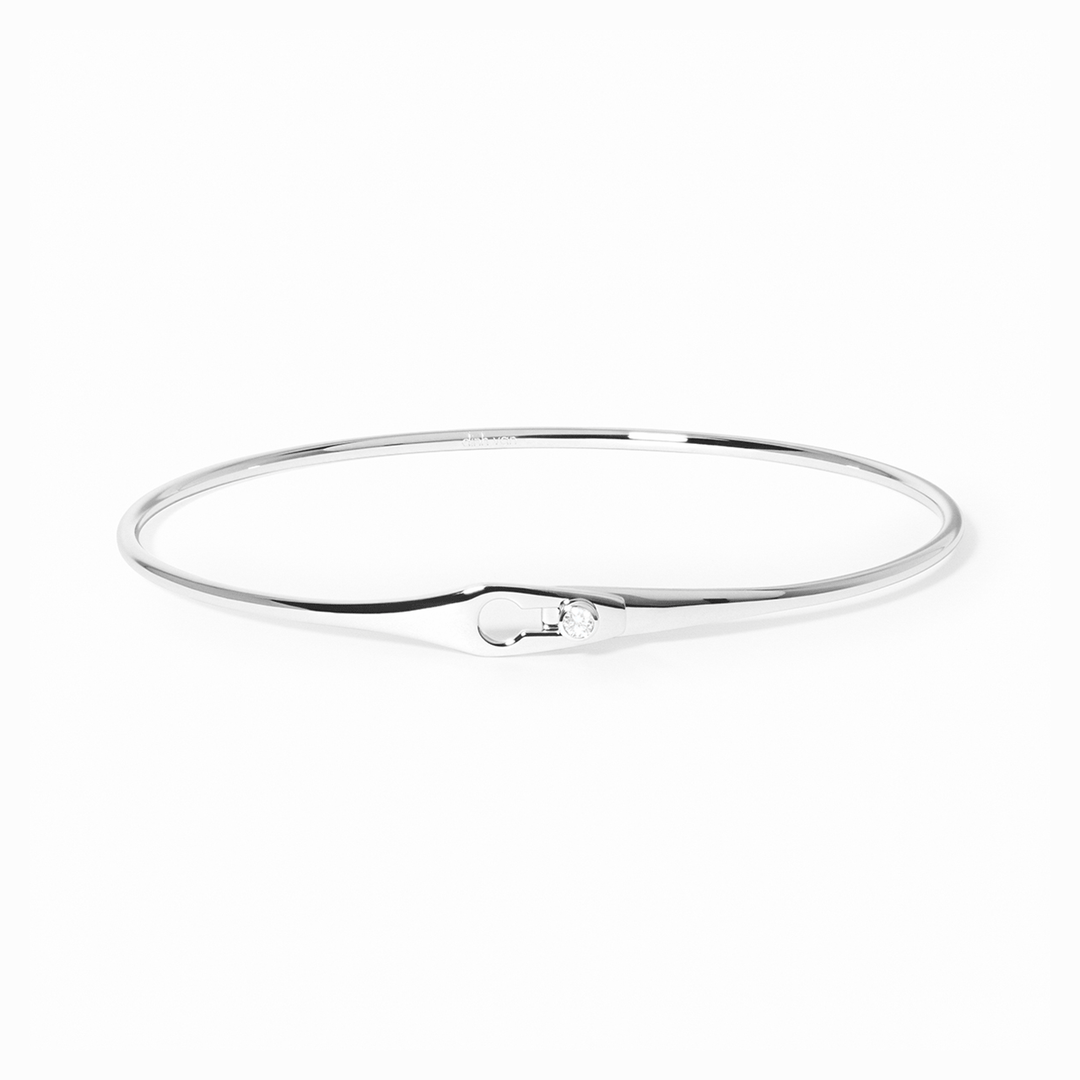 Dinh Van Serrure Jonc 18k White Gold and Diamond Bracelet