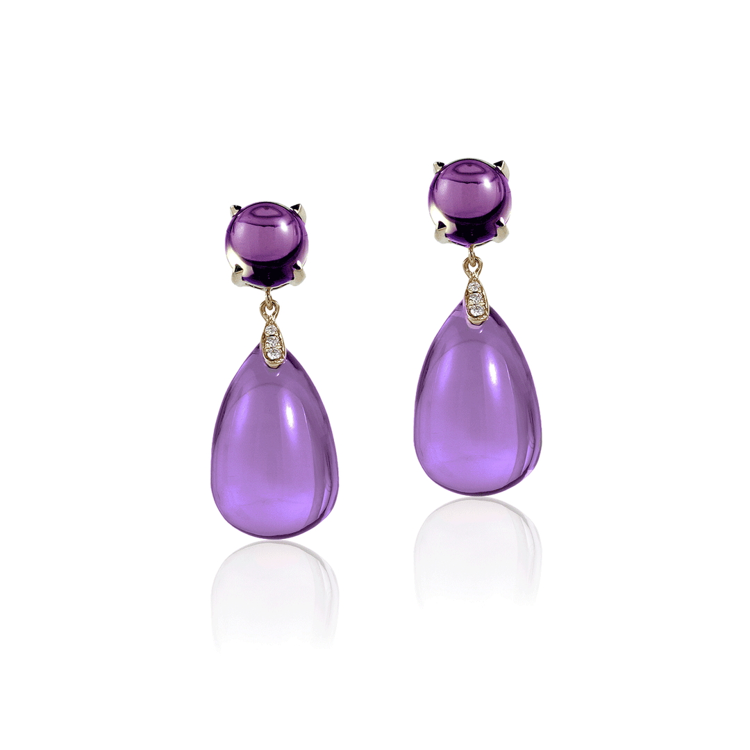 Goshwara Naughty 18k Yellow Gold and Amethyst Drop Earrings