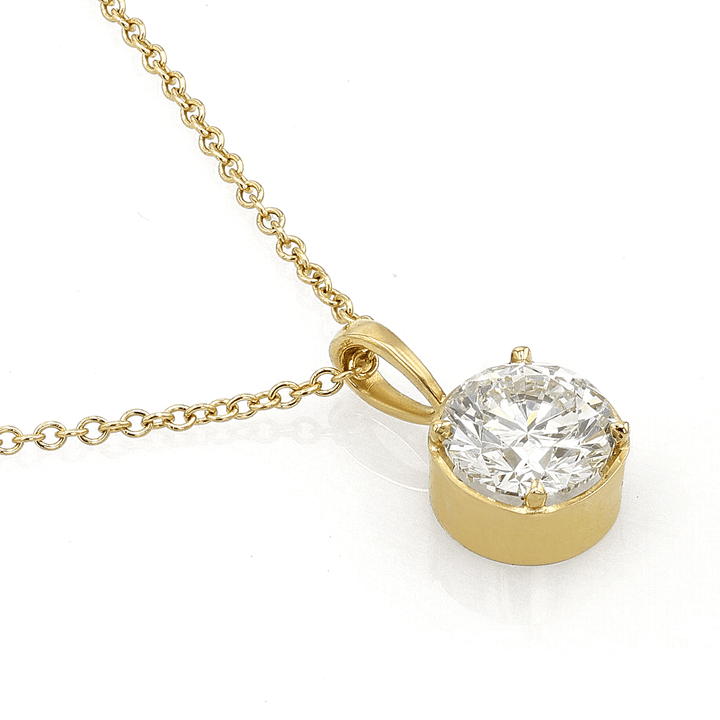 18k Yellow Gold and 1.05 Total Weight Diamond Solitaire Bezel Pendant