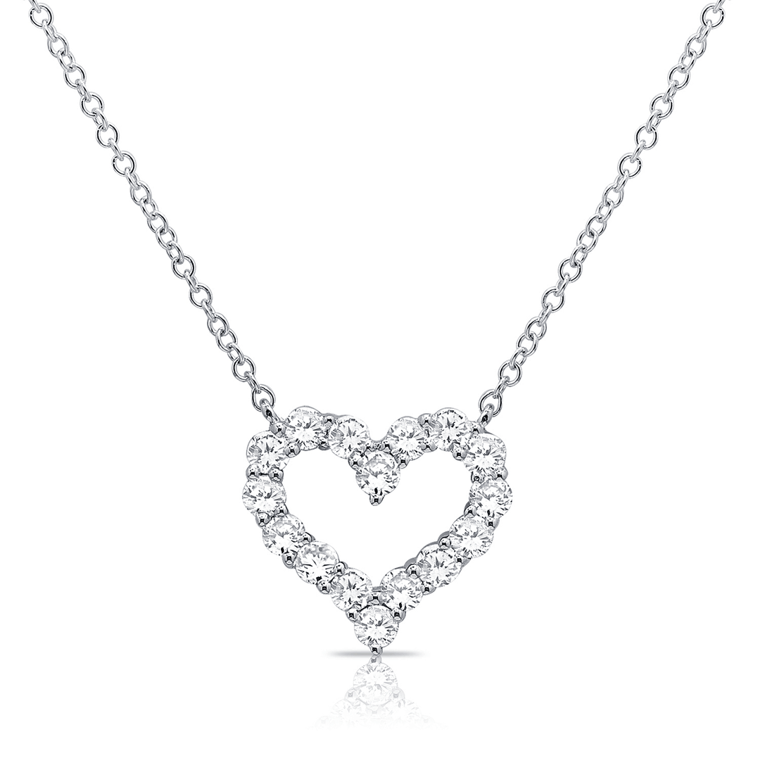 Hamilton Love Collection 14k White Gold and Diamond Heart Necklace