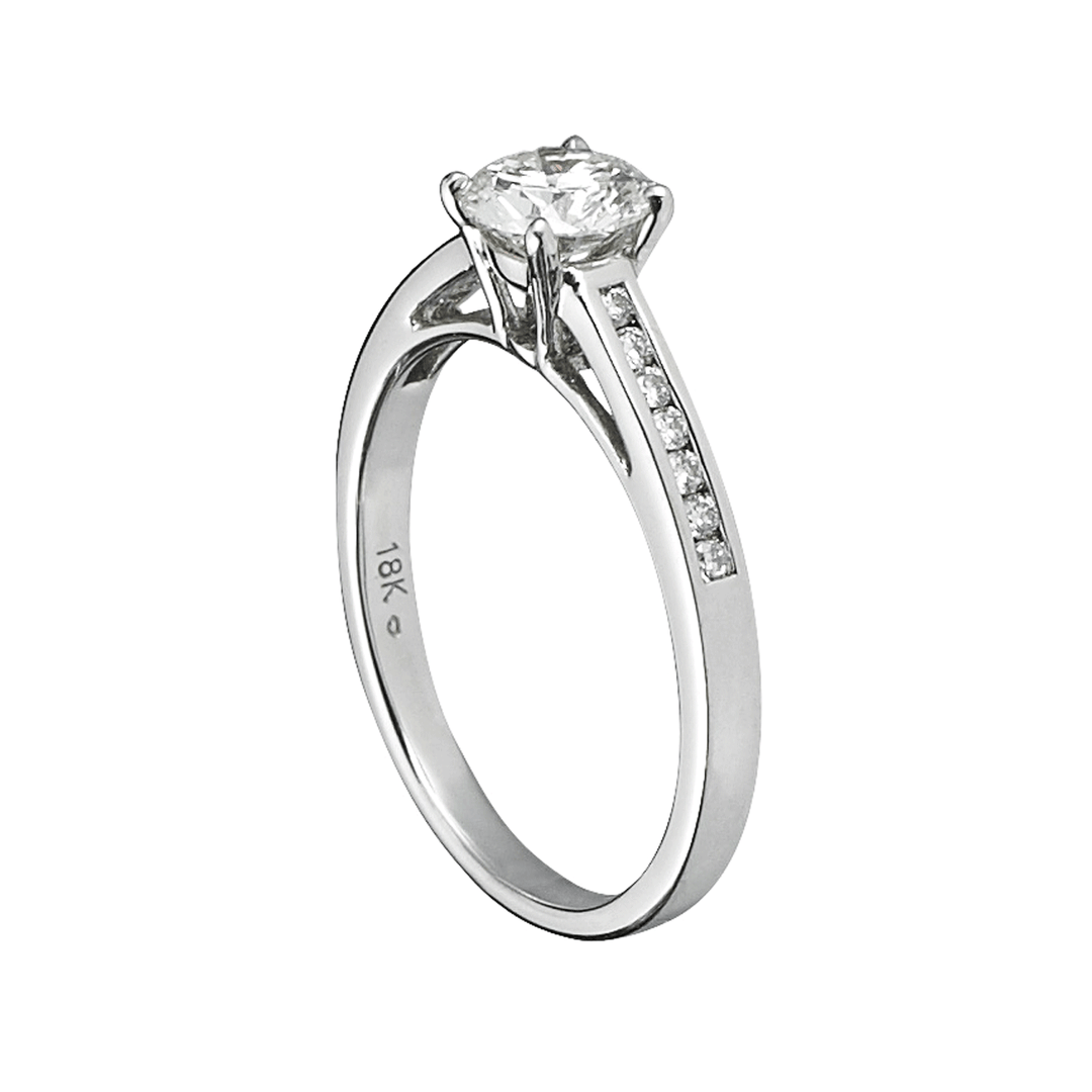 Hamilton Duet Collection 18k White Gold and 0.15 Total Weight Diamond Channel Set Mounting Ring