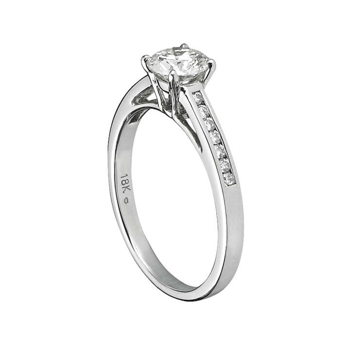Hamilton Duet Collection 18k White Gold and 0.15 Total Weight Diamond Channel Set Mounting Ring