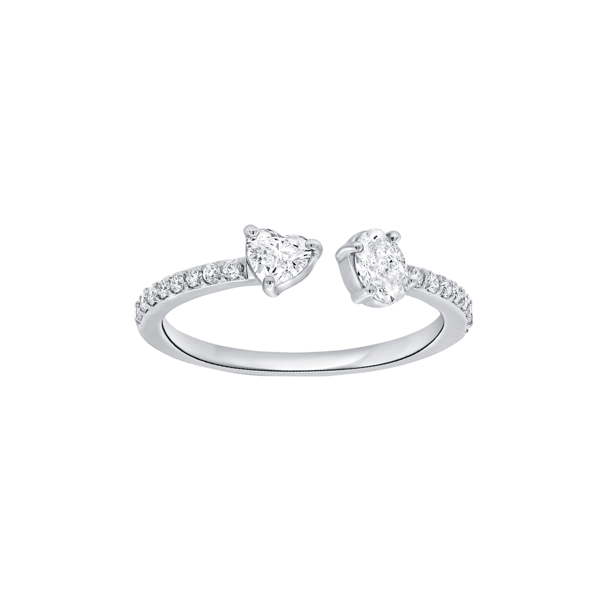 14k Gold Stackable Heart &amp; Oval Shape Diamond .58ct Ring