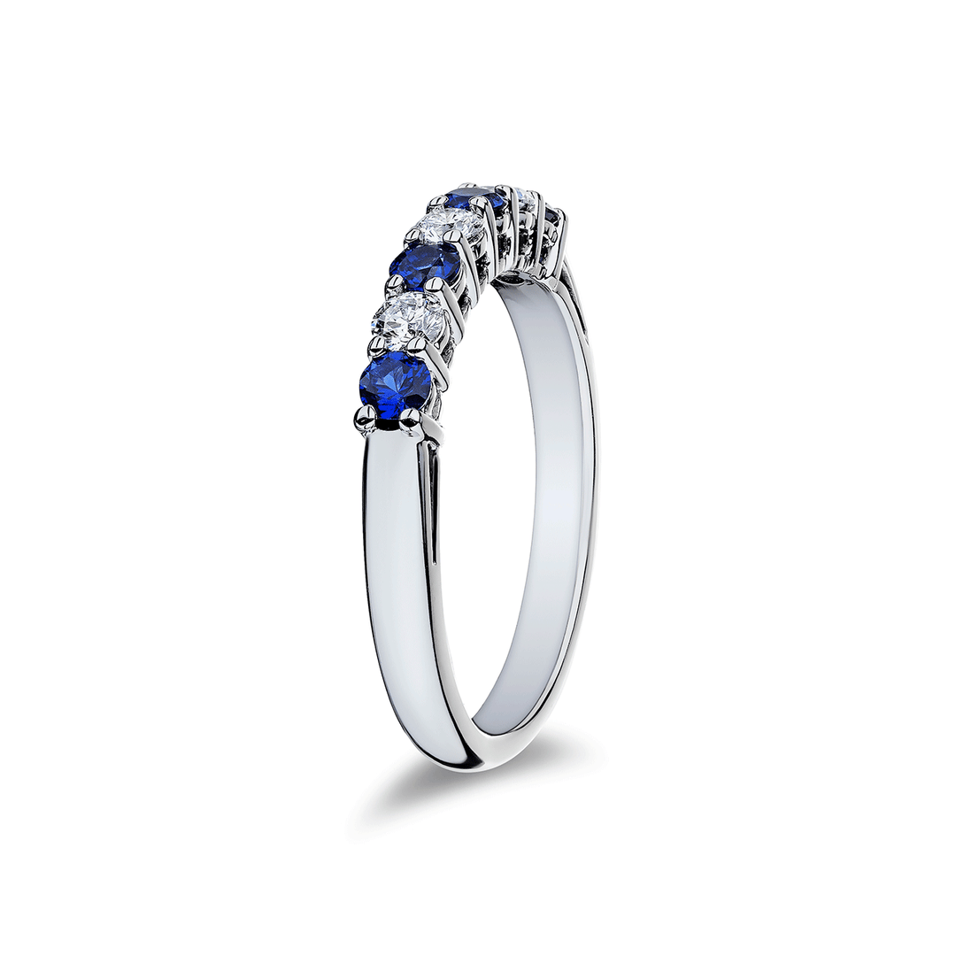 Platinum Alternating Sapphire .42 Total Weight and Diamond Band